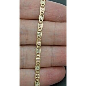 14K Tri-Color Gold Flat 2.75mm Valentino Link Chain Necklace 16" 18" 20" 22" 24"